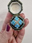 Antique Diamond & Turquoise Square Cluster Ring in 18kt Yellow Gold