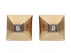 Retro Diamond Set Square Pyramid Clip-on Earrings in 18kt Gold