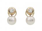 Vintage Diamond & Pearl Earrings in 18kt Yellow Gold