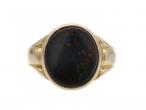 1882 Oval Bloodstone Signet Ring in 12kt Yellow Gold