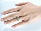 Antique seed pearl and turquoise marquise cluster ring