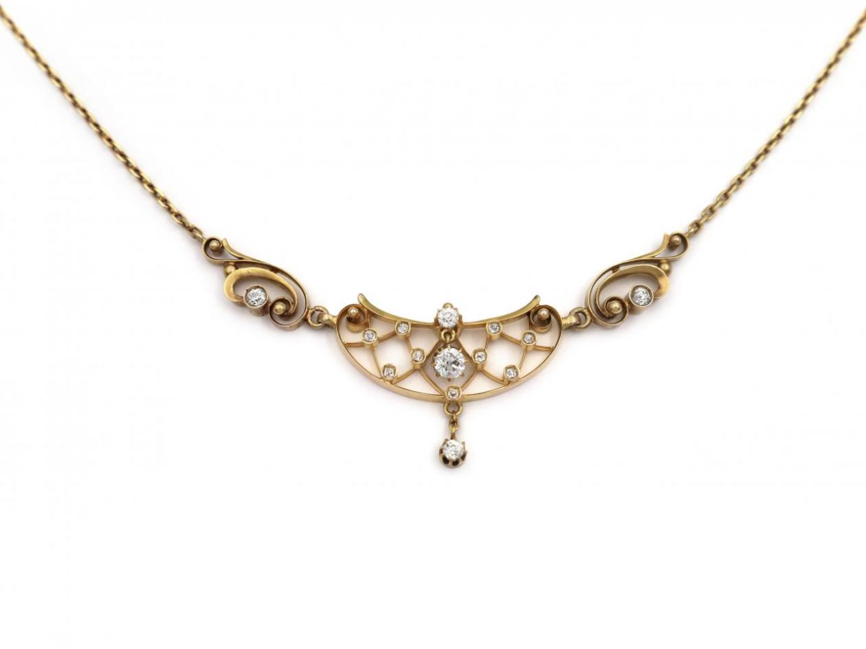 Edwardian diamond necklace, antique necklace, diamond necklace