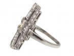 Art Deco Fancy Cognac Diamond & Diamond Panel Ring in Platinum