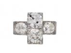 art deco diamond ring, vintage ring, diamond four stone cross ring in platinum, 1940s ring