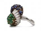 Mauboussin diamond, sapphire and emerald knot cluster ring