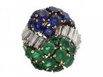 Mauboussin ring, vintage ring, oval cluster ring, diamond, sapphire, emerald knot cluster ring