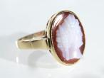 Antique Oval Carved Sardonyx Cameo Ring with profile of woman