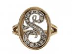 vintage diamond ring, letter 'S' ring, initial ring