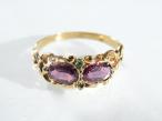 Early Victorian almandine garnet and emerald ring