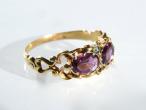 Early Victorian almandine garnet and emerald ring
