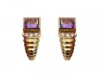 vintage amethyst and diamond cuff earrings 18kt yellow gold