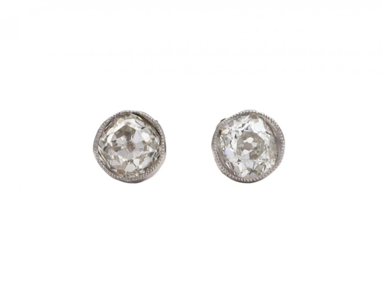 Antique Old European Cut Diamond Stud Earrings