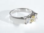 Fancy Yellow Square Princess Cut Three Stone Ring
