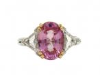 Vintage 3.00ct Fancy Pink Sapphire & Trillion Diamond Ring