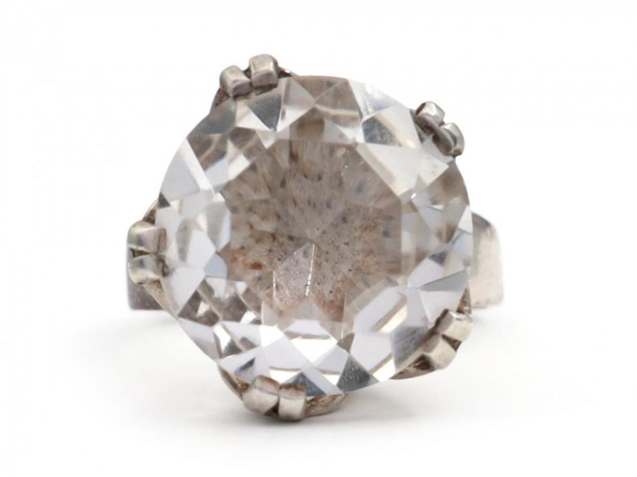 Vintage Swedish Sterling Silver & Rock Crystal Cocktail Ring