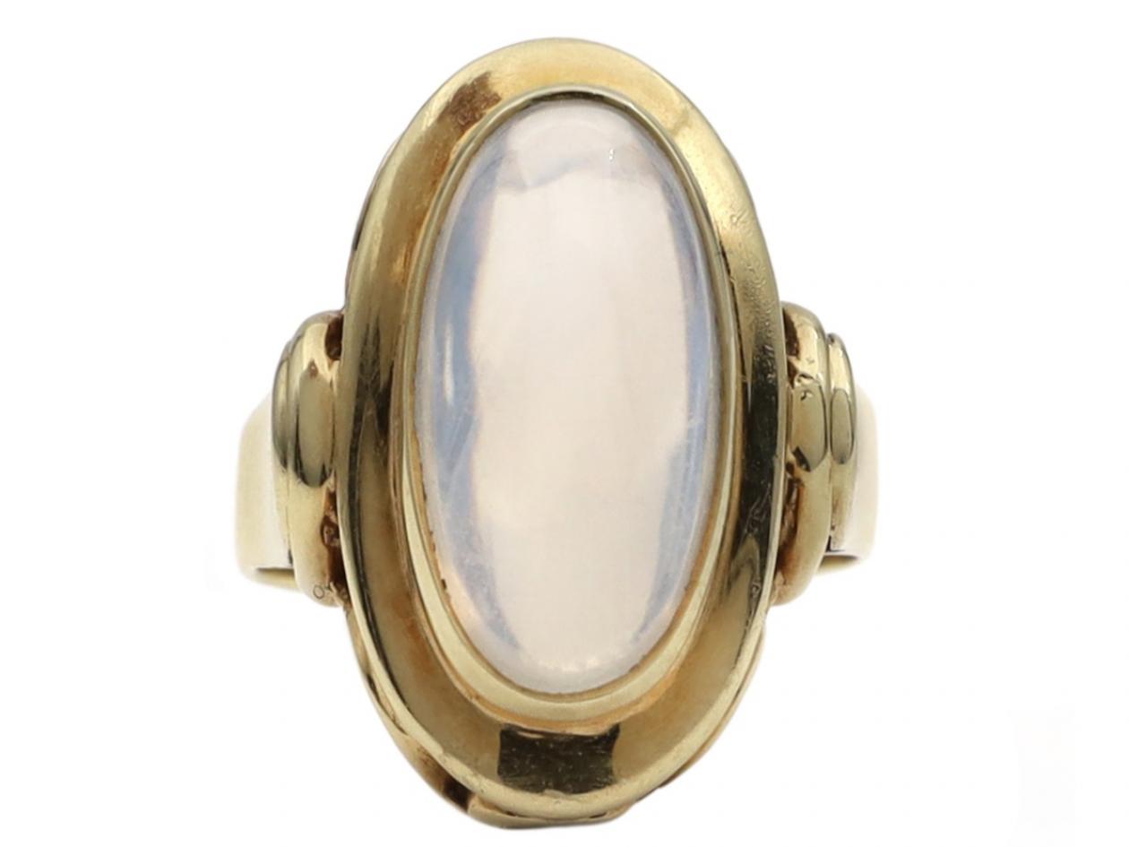 Vintage Oval Moonstone Dress Ring In Yellow Gold