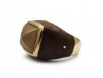 Vintage 18kt Yellow Gold & Wood Pyramid Ring