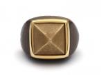 Vintage 18kt Yellow Gold & Wood Pyramid Ring