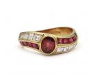 Vintage Ruby & Diamond Yin Yang Ring in 18kt Yellow Gold