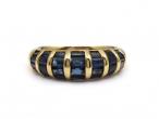 Vintage Sapphire Tension Set Bombe Panel Ring in 18kt Yellow Gold
