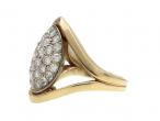 Retro Diamond Set Oval Cluster Ring in 14kt Yellow Gold