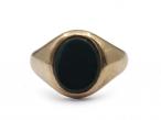 Retro Oval Bloodstone Signet Ring in 9kt Yellow Gold