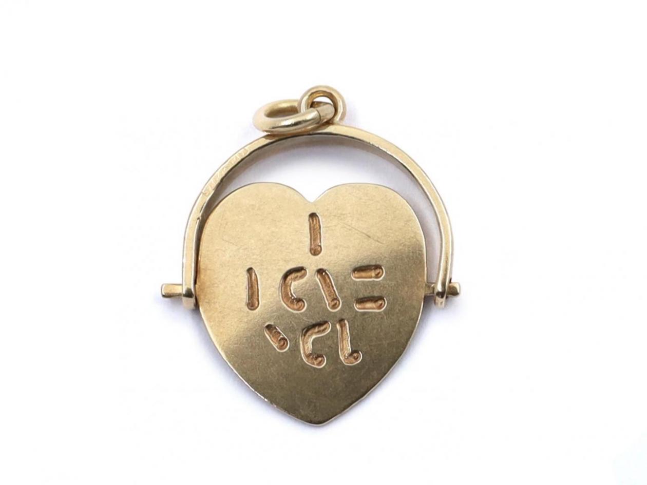 1966 'I LOVE YOU' Heart Spinner Pendant in 9kt Yellow Gold