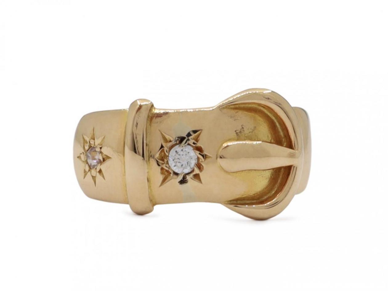 Victorian Diamond Set Buckle Ring in 18kt Yellow Gold