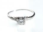 Art Deco Platinum Diamond Solitaire Ring by Lambert Bros