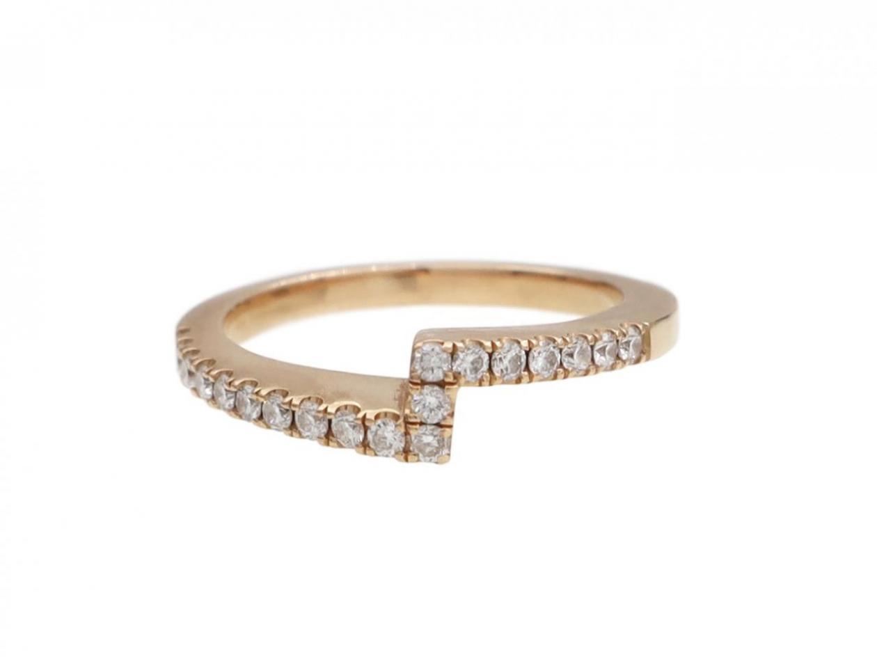 Micro-set diamond zig-zag ring in 18kt rose gold