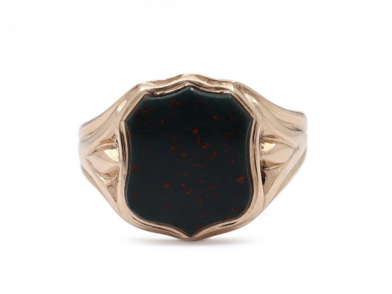1894 bloodstone shield signet ring in 9kt yellow gold