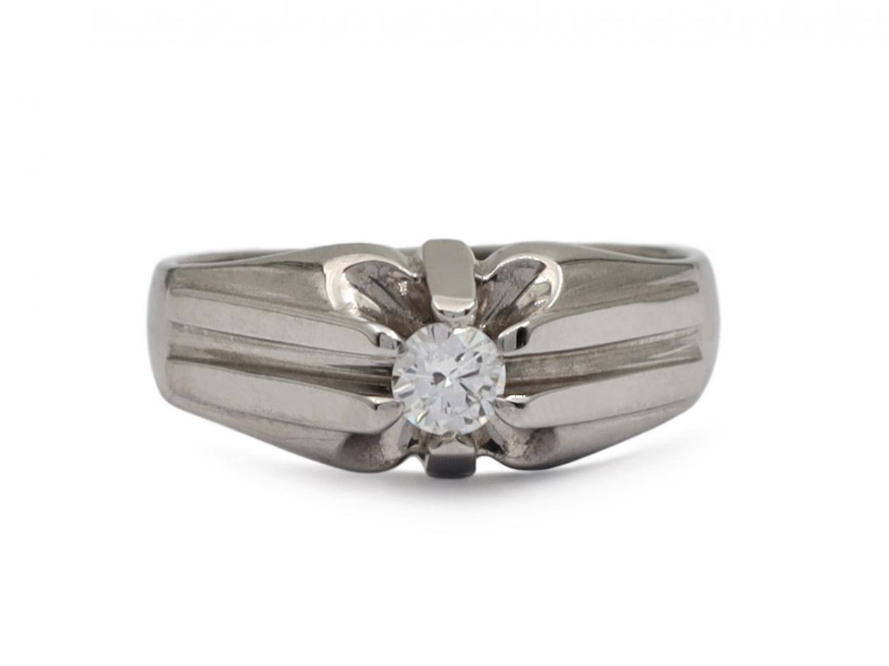 Vintage 0.20ct diamond chunky solitaire ring in 18kt white gold