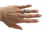 Art Deco style green tourmaline and diamond nanette cluster ring