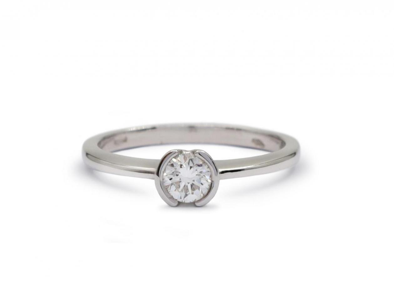 Modern 0.37ct round brilliant cut diamond solitaire engagement ring