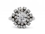 Vintage Italian 0.83ct round brilliant cut diamond cluster ring