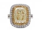 5.06ct yellow diamond  double row cluster ring in 18kt white gold