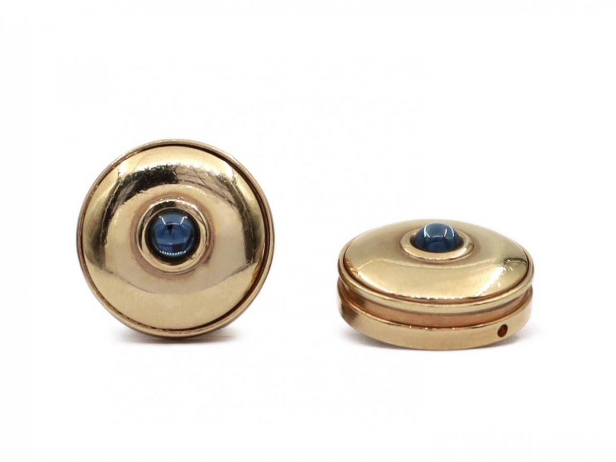 Vintage 18kt yellow gold and sapphire button covers