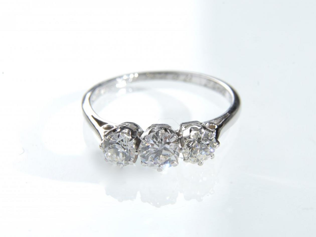 1920s Old European cut diamond three stone ring