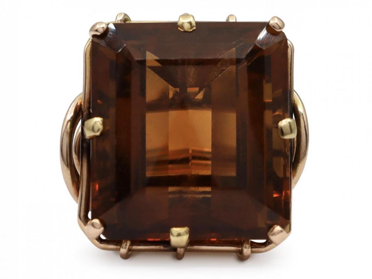 Retro 46ct citrine dress ring in 18kt yellow gold