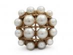 Retro cultured pearl and rope cluster ring in 14kt yellow gold
