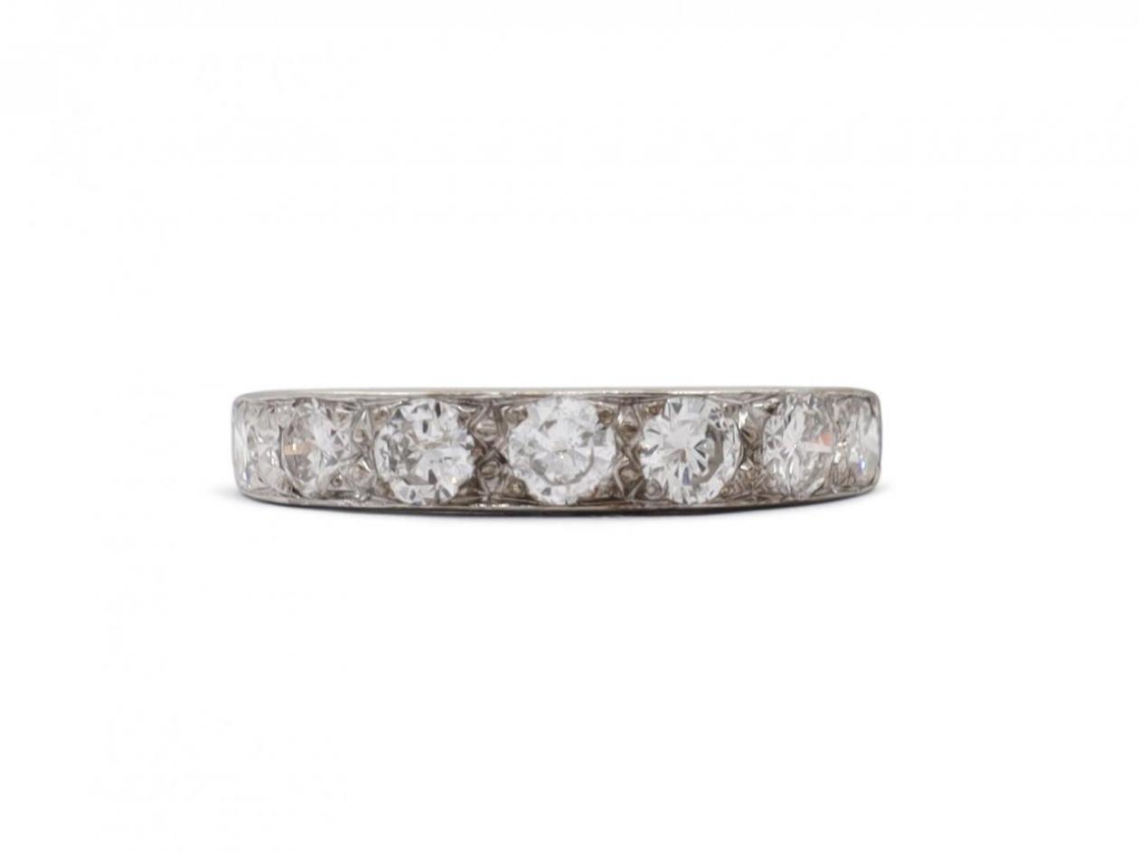 Vintage diamond set half eternity ring in 18kt white gold