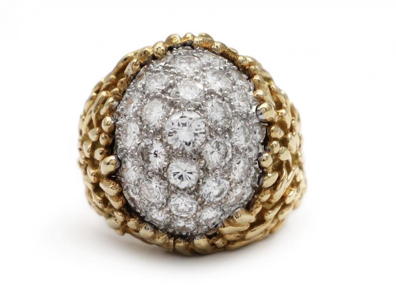 1960s Oscar Heyman Bros. diamond bombe cluster ring in platinum and gold
