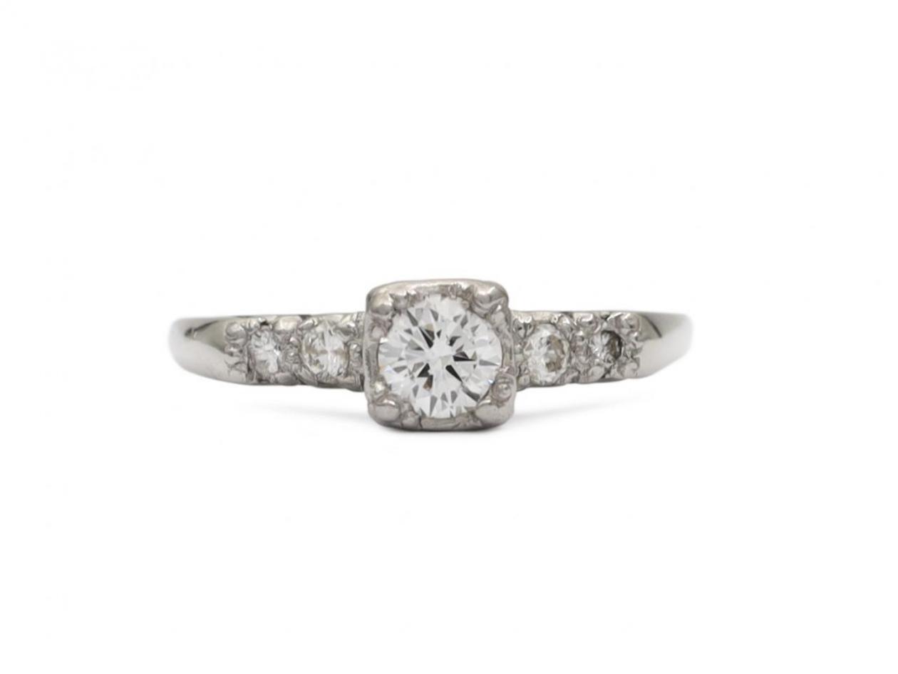 Art Deco diamond solitaire engagement ring in platinum