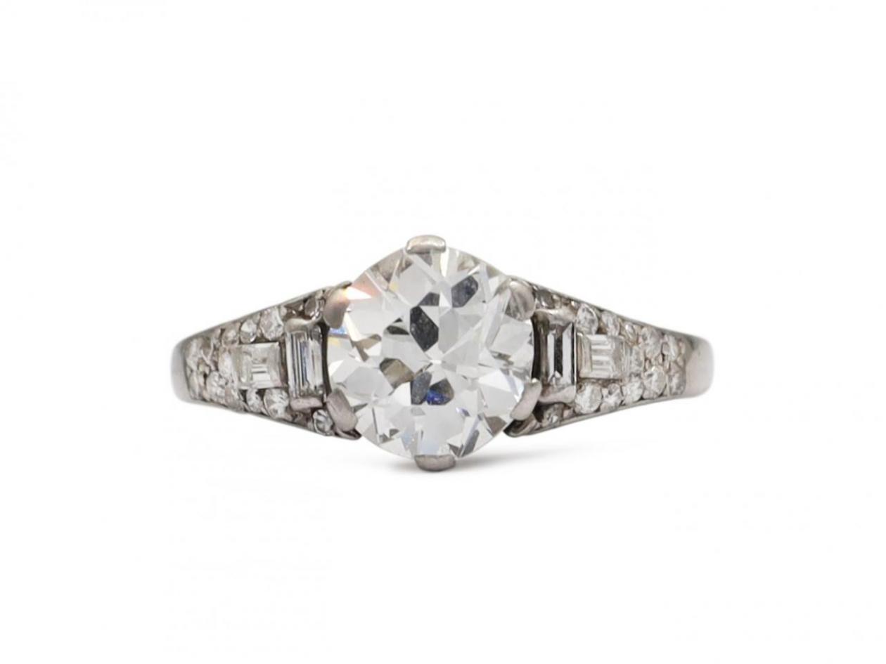 Bvlgari Art Deco diamond solitaire engagement ring in platinum