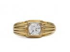 Vintage broad diamond solitaire engagement ring in 18kt yellow gold