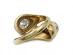 Retro diamond set bypass ring in 18kt yellow gold