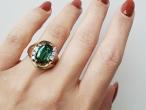 Vintage 3.00ct green tourmaline and diamond cocktail ring in 18kt gold