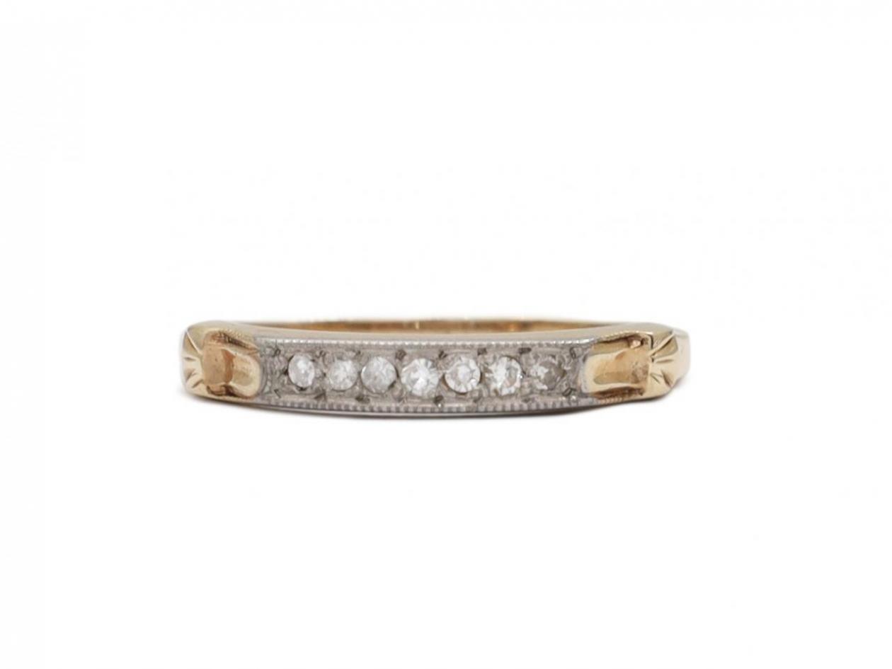Vintage seven stone diamond 1/4 eternity ring in platinum and gold