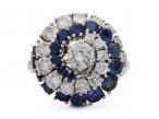 1960s diamond and sapphire screw cluster ring in 18kt white gold