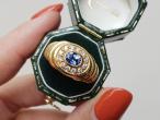 French retro sapphire and diamond terraced bombe cluster ring